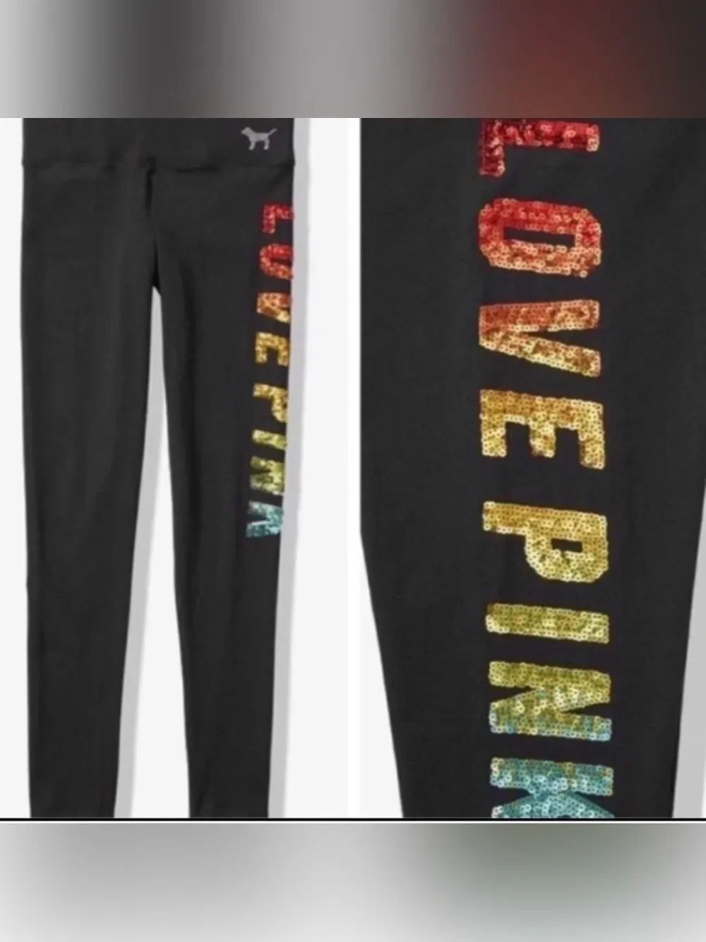 Victoria’s Secret Pink Rainbow Ombre bling leggings Large
